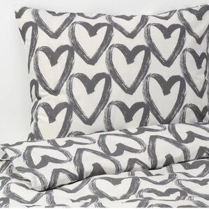 IKEA, King size, Gray heart Duvet cover with pillowcases/shams NEW IN PACKAGE